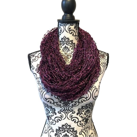 Open Weave Purple and Silver Infinity Scarf - Picture 1 of 5